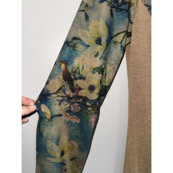 Soft Surroundings Floral Tea Garden Topper Tiered Cardigan Sweater Bird Boho LP - Picture 6 of 16